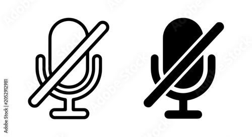 Tableau sur toile Muted Microphone Icons, Silent Audio Symbols, Vector Graphics