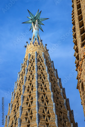 Architectural fragments of La Sagrada Familia - impressive cathedral designed by Gaudi, which is being built since 19 March 1882. BARCELONA, SPAIN.