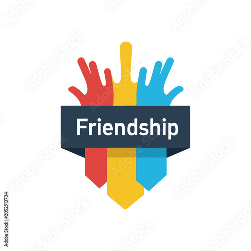 Colorful hands friendship symbol logo.