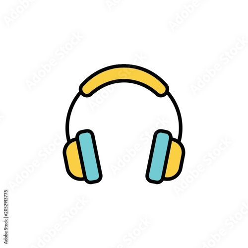 Colorful Headphones with Yellow Earpads.