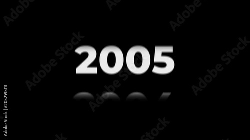 Reverse 26 year counter animation scrolling back from 2026 to 2000. White 3D text on black background. Going back in time flashback and history timeline motion graphics concept.