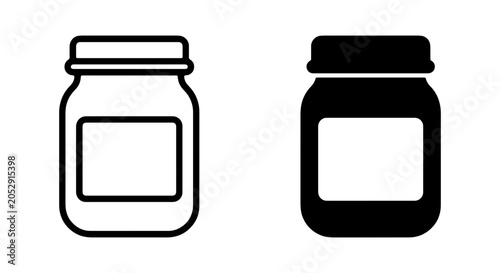 Glass Jar Icons, Food Container Vector Graphics, Preserve Storage Symbol, Kitchenware Outline