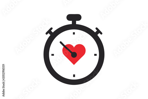 Illustration showing a stopwatch fused with a heart, representing the concept of timed meditation.