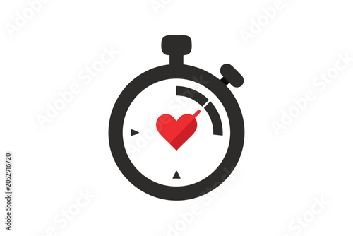 Vector art of a stopwatch seamlessly blended with a heart, symbolizing mindful moments and time.