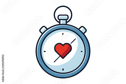 Canvas Print Clean vector illustration of a stopwatch merging with a heart, symbolizing purposeful meditation