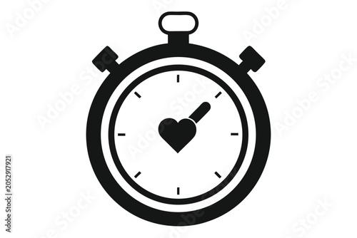 Vector artwork combining a stopwatch and heart, illustrating the concept of mindful time and meditation.