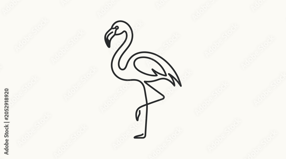 Obraz premium Minimalist Flamingo Line Art - Simple Bird Drawing