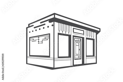Storefront Silhouette with Digital Technology Overlay, Futuristic Design Concept