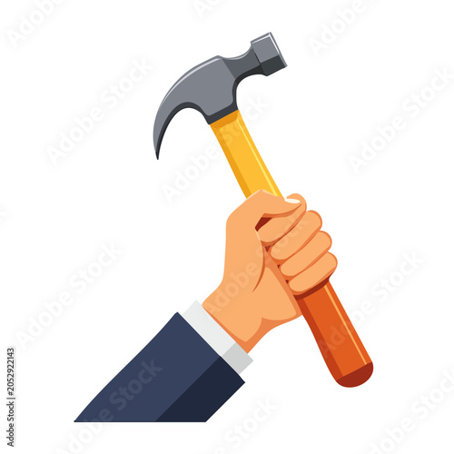 Hand holding hammer illustration