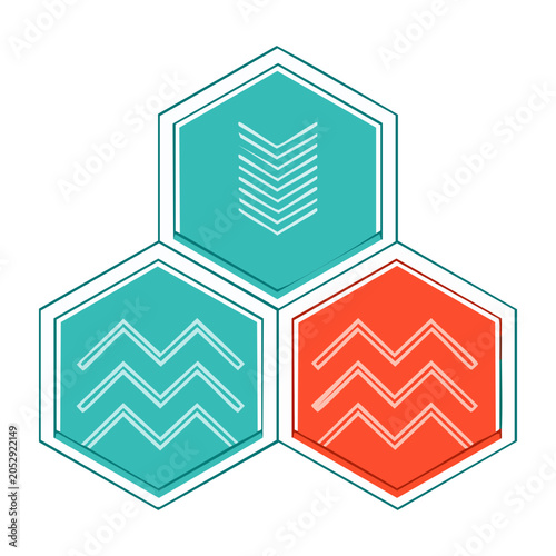 Geometric hexagon pattern with zigzag arrows
