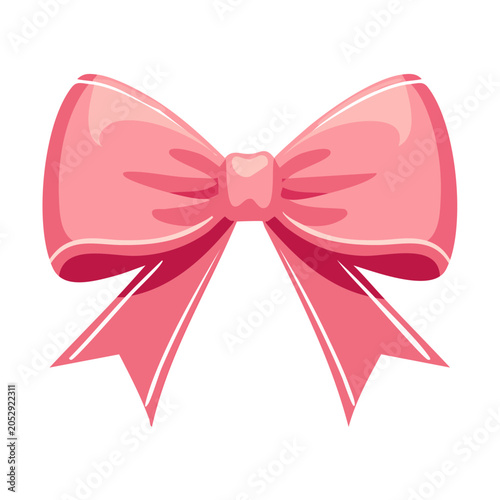 Pink bow illustration on transparent background