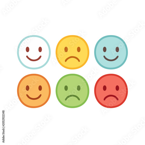 Set of six emotion icons in flat design