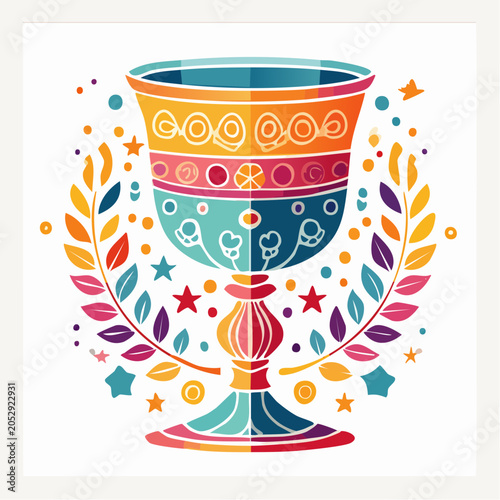 Colorful Chalice with Laurel Wreath and Stars