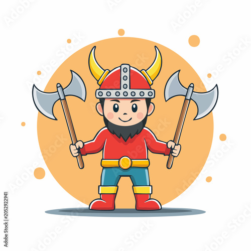 Cute Viking Warrior with Axes