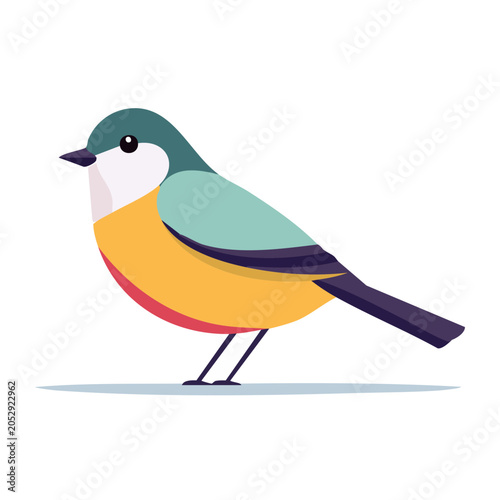 Flat design illustration of a colorful bird