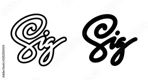 Tableau sur toile Signature Logo Vector, Handwritten Sig Text, Black and White Script Design