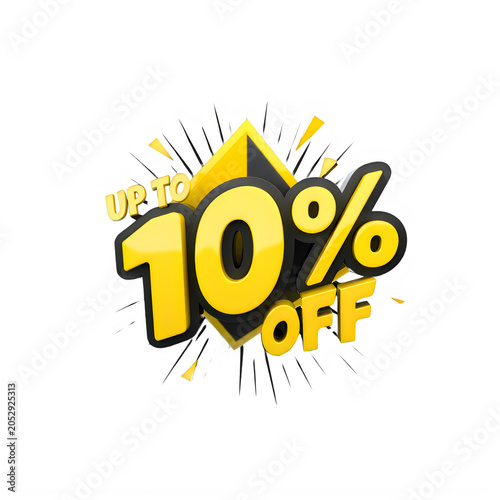 3D Up To 10 Percent Off Sale Banner in Yellow and Black