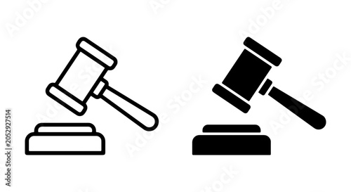 Quadro su tela Judge gavel icon set, legal hammer vector, law and justice symbols