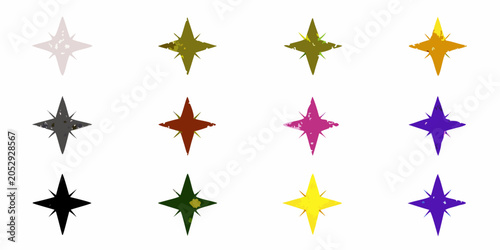 Foto Colorful Star Burst Collection Flat Vector Illustration On White Background
