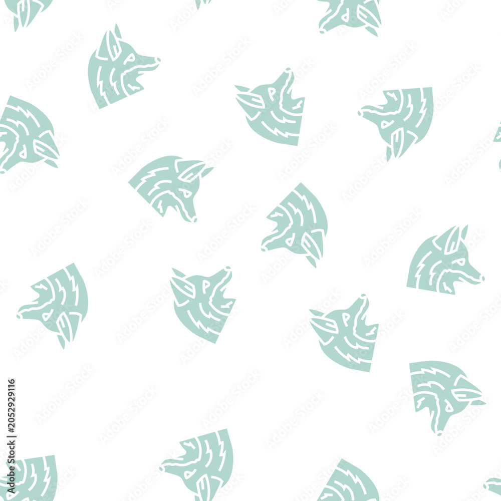 Fototapeta premium fox animal zoo vector glyph seamless pattern fox animal zoo sign illustration