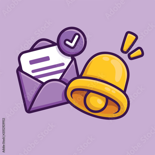 Mail Notification Bell Icon Cartoon Vector