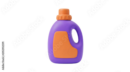 3D Purple Laundry Detergent Bottle with Orange Cap and Label