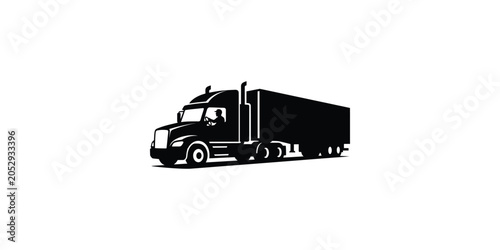 Semi Truck Trailer Silhouette Graphic for Transport