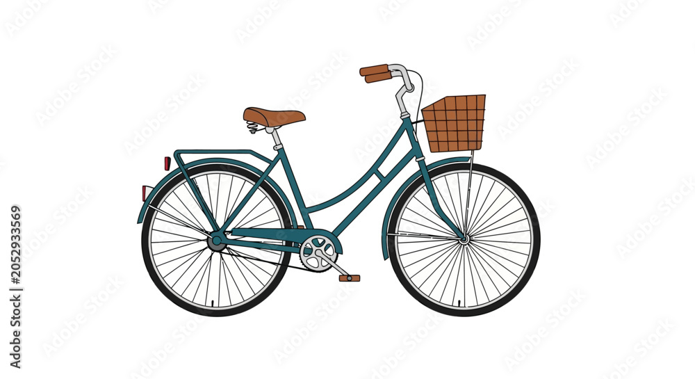 Fototapeta premium Vintage Bicycle With Basket Isolated on White Background
