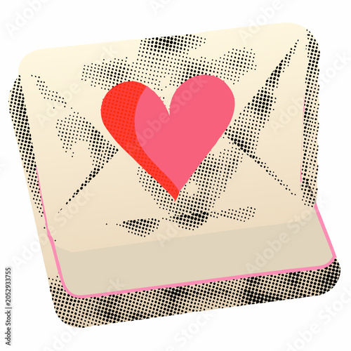 Obraz na plátne Letter with heart illustration in halftone pop art style
