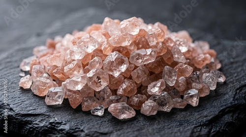 Detailed macro texture of pink Himalayan sea salt crystals
