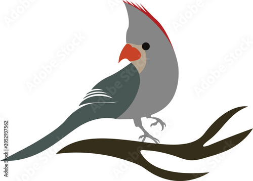Minimalist vector logo design of a stylized bird sitting on a branch