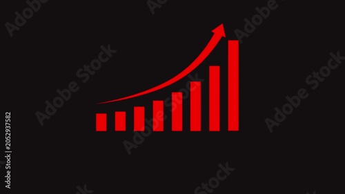 Abstract increasing arrow business graph icon animation.Business Financial Growing Business Income And White Background.4k Animation Video grap.