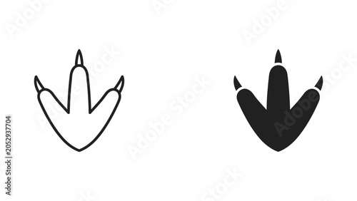 Sharp dinosaur claw print icon in outline and solid black vector format