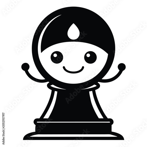 Smiling cartoon chess pawn character