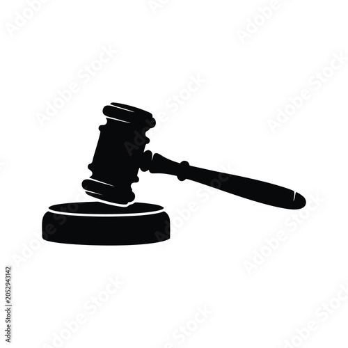 Photos Powerful black silhouette of a gavel symbolizing justice, arbitration, and decis