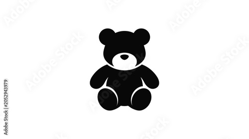 Foto Black Silhouette Of A Teddy Bear On A White Background