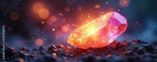 Close-up of glowing, ethereal energy swirling and emanating from a crystal, radiating warmth and serenity Perfect for concepts of healing, spirituality, and wellness , glow, serenity, vibrant colors