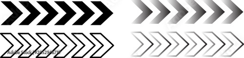 Set of chevron arrow patterns isolated on white background