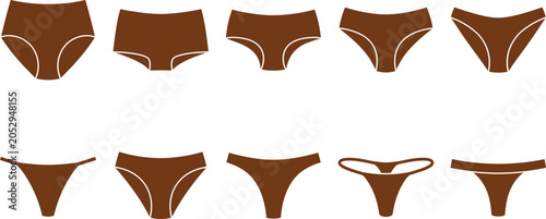 Obraz na plátně Women's underwear variety set briefs hipsters thongs and bikinis brown tones