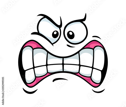 Fotografia Angry annoyed emotion with growling teeth mouth for cartoon face expression emoji icon