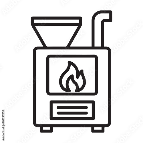 Biomass pellet stove outline icon vector