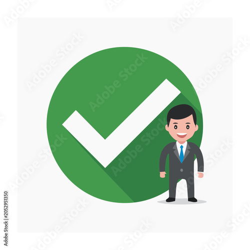 Man in Suit with Green Check Mark Icon