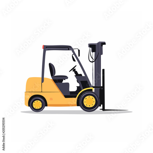 Yellow forklift truck illustration in flat design style