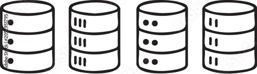 Foto Minimalist black and white vector illustration featuring four distinct server da