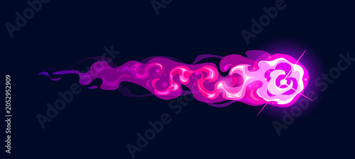 Foto Gun fire effect trail flame, game comics red and purple plasma clots