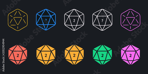 Фотография Isometric Polyhedral Dice Collection Colorful Vector Illustration