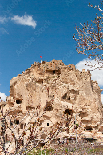 Ancient cave dwellings inside famous fairy chimneys of Cappadocia Turkey