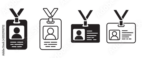 Принти на полотні ID card vector icon set, name badge lanyard access card clip security identifica