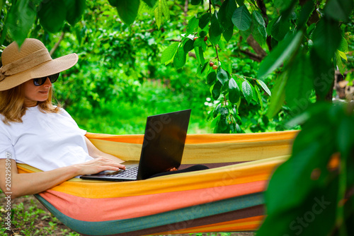 Принти на полотні Close up summer remote work, study online