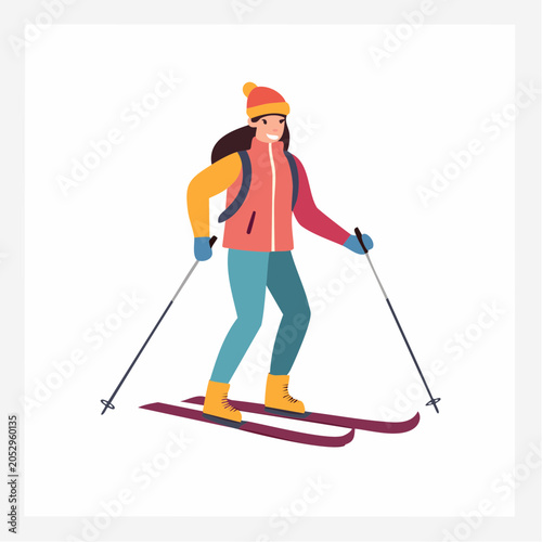 Woman Skiing Downhill